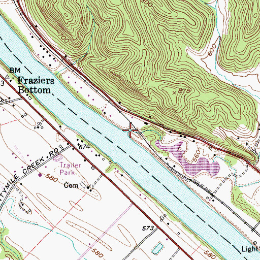 Topographic Map of Little Buffalo Creek, WV