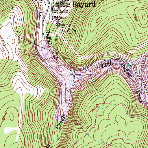 Topographic Map of Little Buffalo Creek, WV