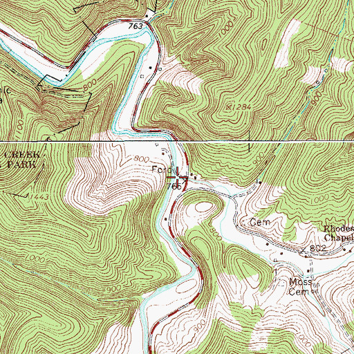 Topographic Map of Little Bull Run, WV
