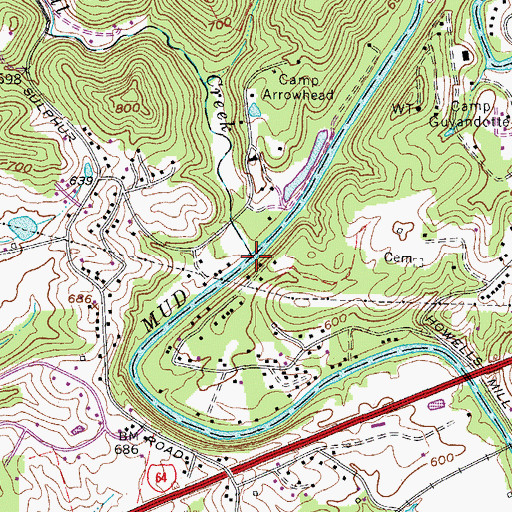 Topographic Map of Little Cabell Creek, WV
