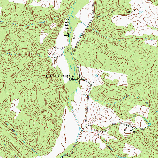 Topographic Map of Little Cacapon Church, WV