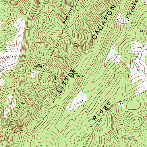 Topographic Map of Little Cacapon Mountain, WV