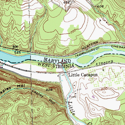Topographic Map of Little Cacapon River, WV