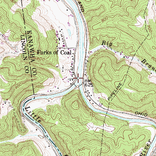 Topographic Map of Little Coal River, WV