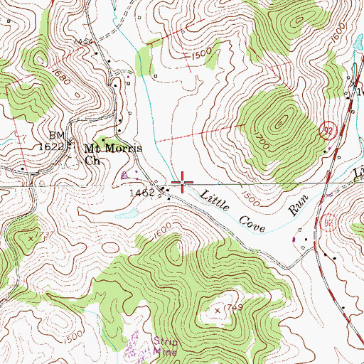 Topographic Map of Little Cove Run, WV