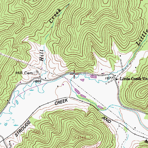 Topographic Map of Little Creek, WV