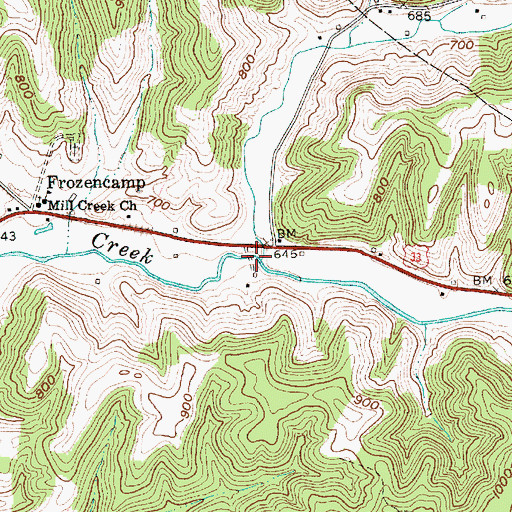 Topographic Map of Little Creek, WV