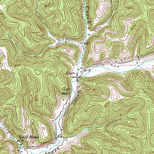 Topographic Map of Little Creek, WV