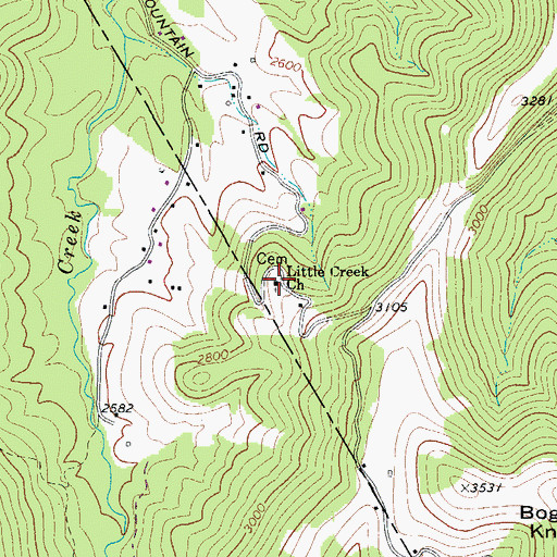 Topographic Map of Little Creek Church, WV