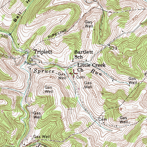 Topographic Map of Little Creek Church, WV