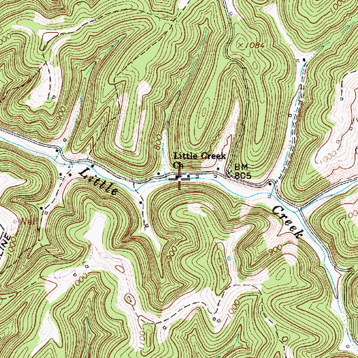 Topographic Map of Little Creek Church, WV