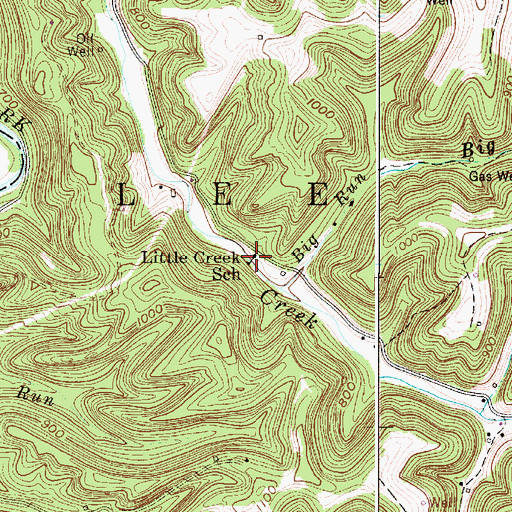 Topographic Map of Little Creek School, WV