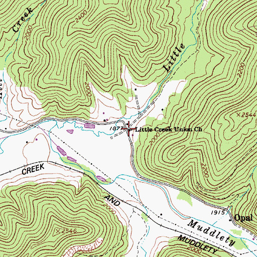 Topographic Map of Little Creek Union Church, WV