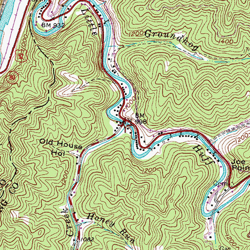 Topographic Map of Little Cub Creek, WV
