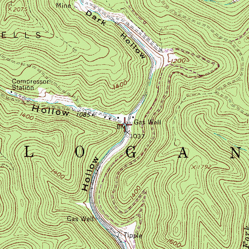 Topographic Map of Little Dark Hollow, WV