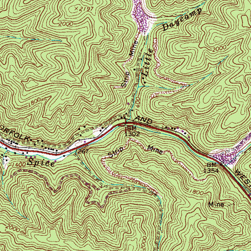 Topographic Map of Little Daycamp Branch, WV