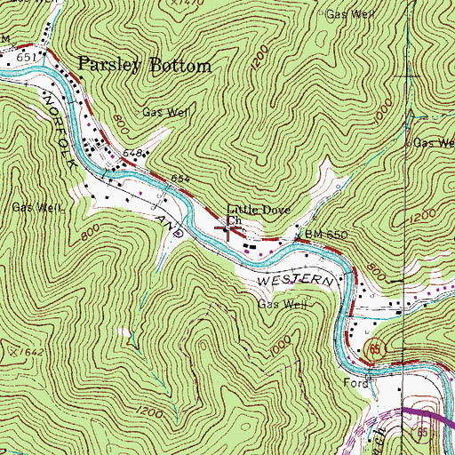 Topographic Map of Little Dove Church, WV