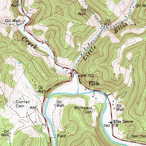 Topographic Map of Little Ellis Creek, WV