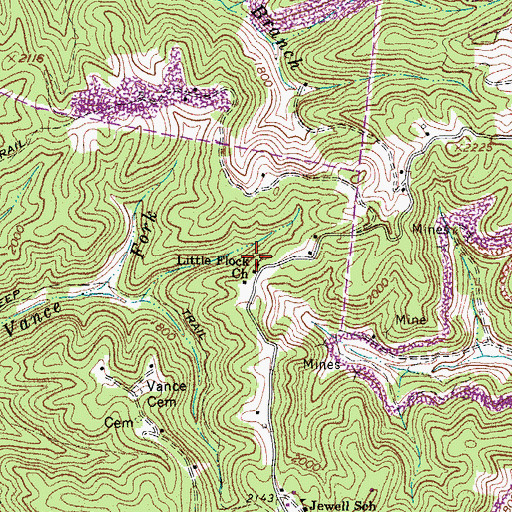 Topographic Map of Little Flock Church, WV