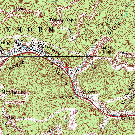 Topographic Map of Little Fork, WV