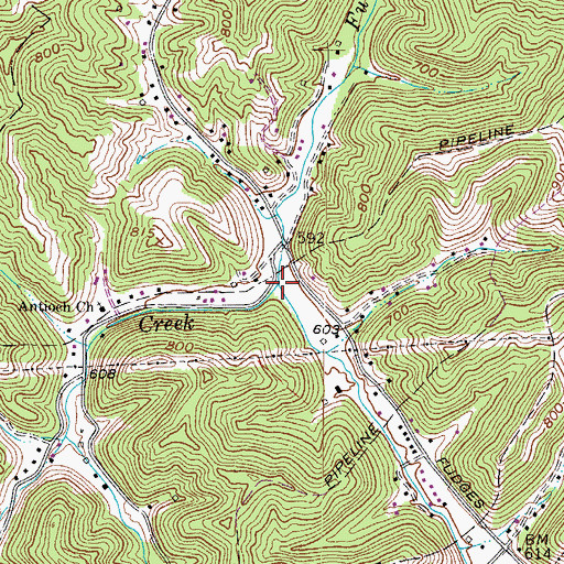 Topographic Map of Little Fudges Creek, WV
