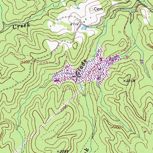 Topographic Map of Little Glade Creek, WV