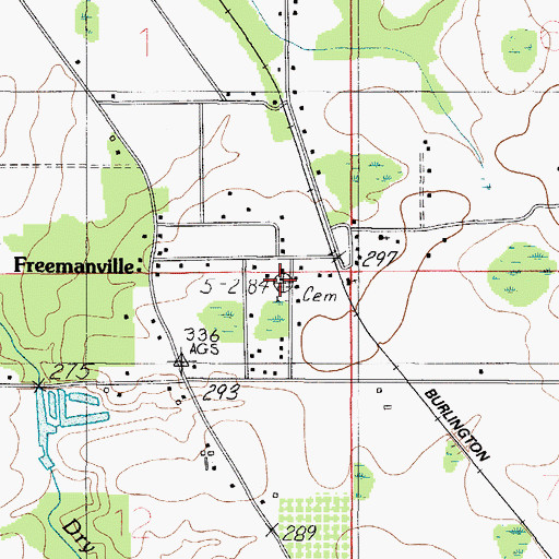 Topographic Map of Freemanville Church Cemetery, AL