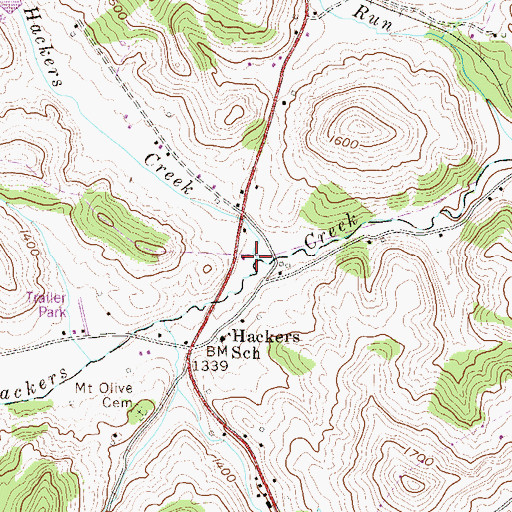 Topographic Map of Little Hackers Creek, WV