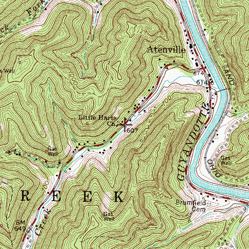 Topographic Map of Little Harts Church, WV