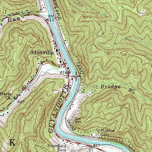 Topographic Map of Little Harts Creek, WV