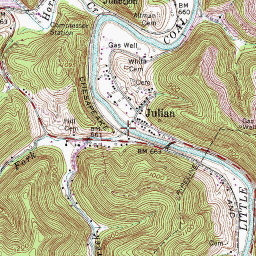 Topographic Map of Little Horse Creek, WV