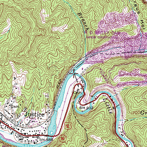Topographic Map of Little Huff Creek, WV
