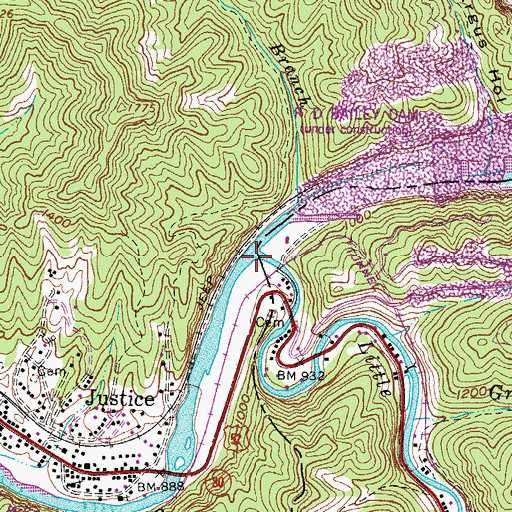 Topographic Map of Little Huff Creek, WV