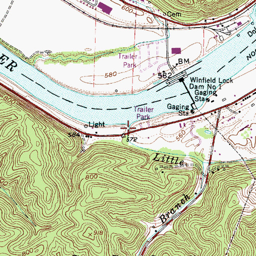 Topographic Map of Little Hurricane Creek, WV