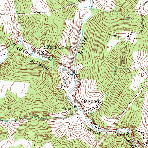 Topographic Map of Little Indian Creek, WV