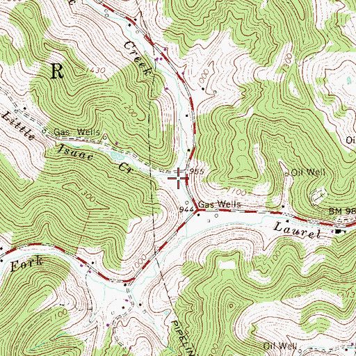Topographic Map of Little Isaac Creek, WV