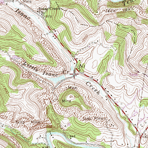 Topographic Map of Little Isaac Creek, WV