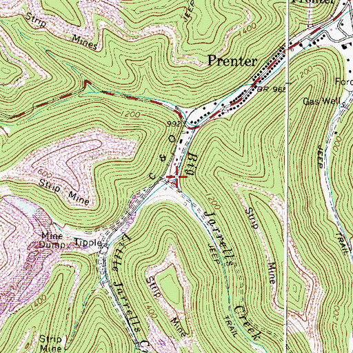 Topographic Map of Little Jarrells Creek, WV