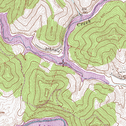Topographic Map of Little Knawl Creek, WV