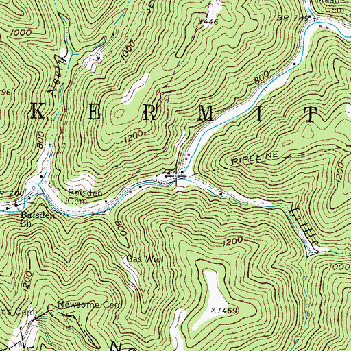 Topographic Map of Little Laurel Branch, WV
