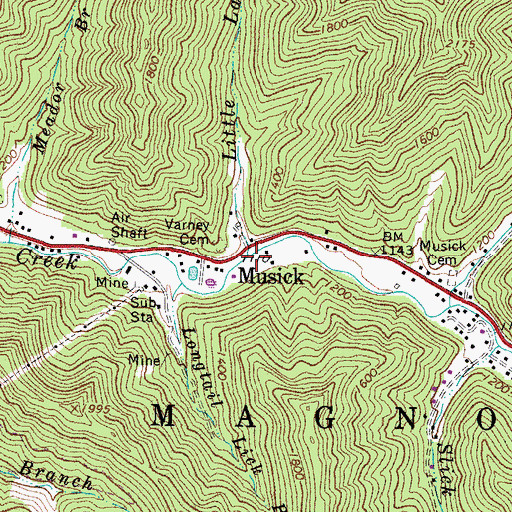 Topographic Map of Little Laurel Branch, WV