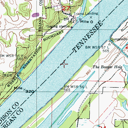 Topographic Map of Talucah Ferry (historical), AL