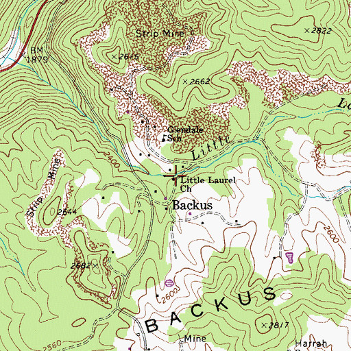 Topographic Map of Little Laurel Church, WV