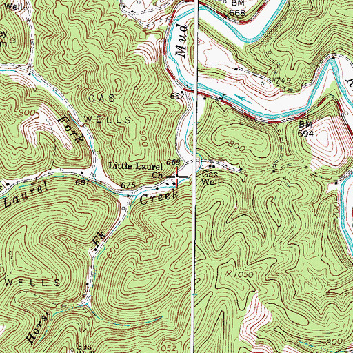 Topographic Map of Little Laurel Church, WV