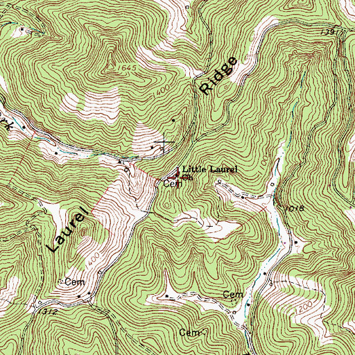 Topographic Map of Little Laurel Baptist Church, WV