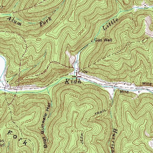 Topographic Map of Little Laurel Creek, WV