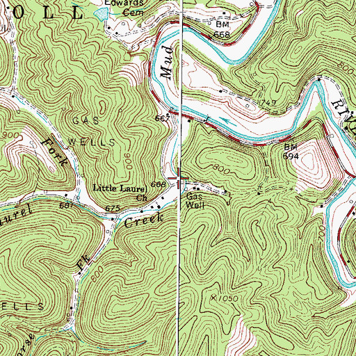 Topographic Map of Little Laurel Creek, WV