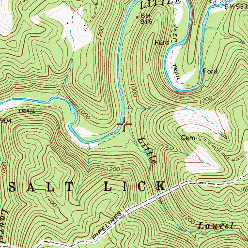 Topographic Map of Little Laurel Run, WV