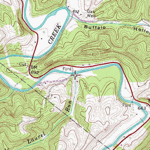 Topographic Map of Little Laurel Run, WV