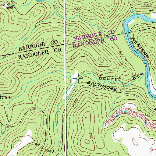 Topographic Map of Little Laurel Run, WV